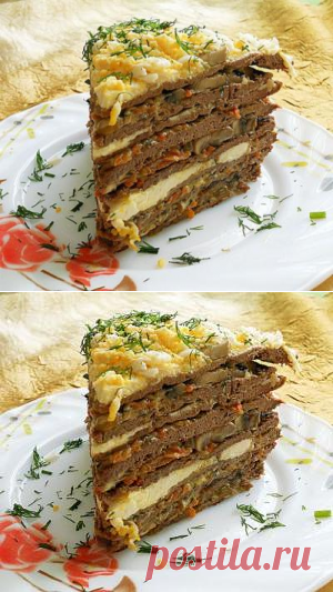 Печеночный торт с грибами - рецепты с фото