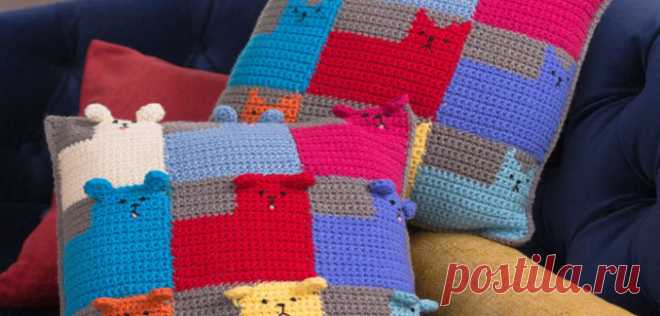 «Котята» и «Щенки» - подушечки крючком.