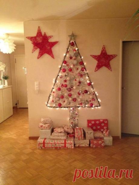 Идеи чудесных ёлочек из гирлянд