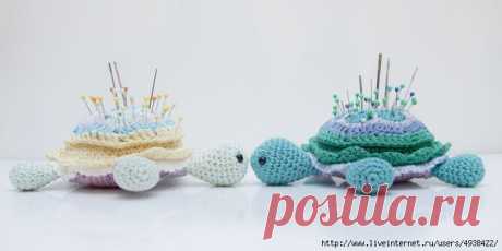 Черепашка Тина - игольница. Крючком. МК. / Обсуждение на LiveInternet - Российский Сервис Онлайн-Дневников