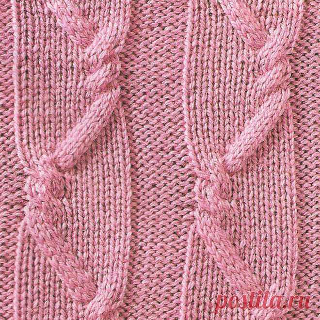 Узор № 43 - узорная полоска с косой. Схему вязания и условные обозначения вы сможете увидеть на сайте.