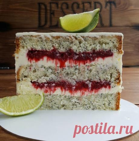 Торт фрамбуазье.

Песочная основа, дакуаз, малиновое кули, крем с крем-чизом и лаймом. Вкус - невероятно освежающий...
Коржи - ближе к кексовому тесту. Плюс хруст мака. Крем с лаймом. Плюс клубнично-малиновое конфи.
Вкус для тех, кто устал от нежных тортов ...
РЕЦЕПТ
Форма 16 см-2 шт.
180 г масла
180 г сахара
5 яиц (с1)
2 ч.л. ванильного сахара
330 г муки
2 ч.л. разрыхлителя
1/4 ч.л. соли
90 мл. молока
30 г мака.
Разогреть духовку до 170 С°. В миску миксера положить масло ...