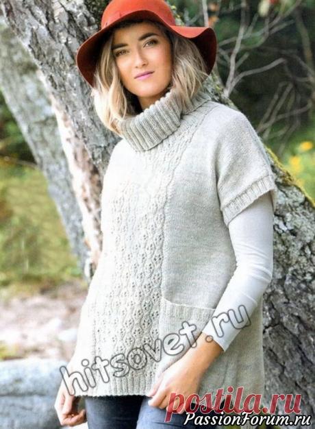 Безрукавка для полных спицами - запись пользователя Лисик (Светлана) в сообществе Вязание спицами в категории Вязание для женщин спицами. Схемы вязания спицами Вам потребуется: 500 (550) 600 (650) 700 (750) грамм бежевого цвета пряжи Novita Nalle, состоящей из 75% шерсть, 25% полиамид, длиной нити 260 метров в 100 граммах, спицы № 3,5-4, круговые спицы № 4 длиной 40 см.