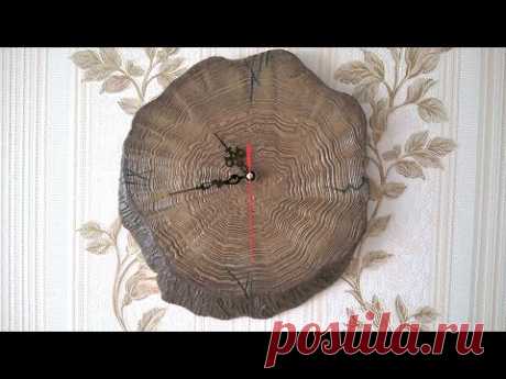 Настенные часы из картона своими руками! DIY. Имитация дерева. 1 часть. watch out of cardboard