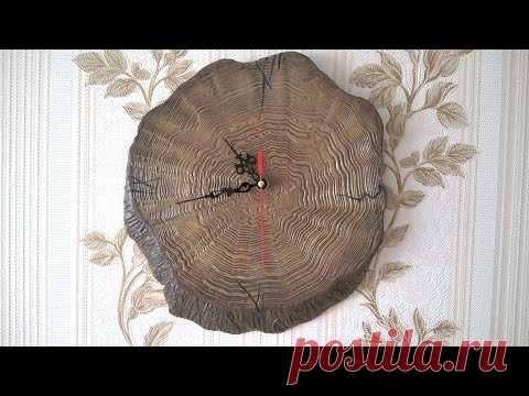 Настенные часы из картона своими руками! DIY. Имитация дерева. 1 часть. watch out of cardboard