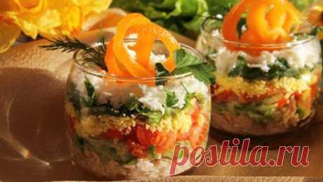 Необычный слоеный салат с овощами и курицей » Вкусно и полезно
