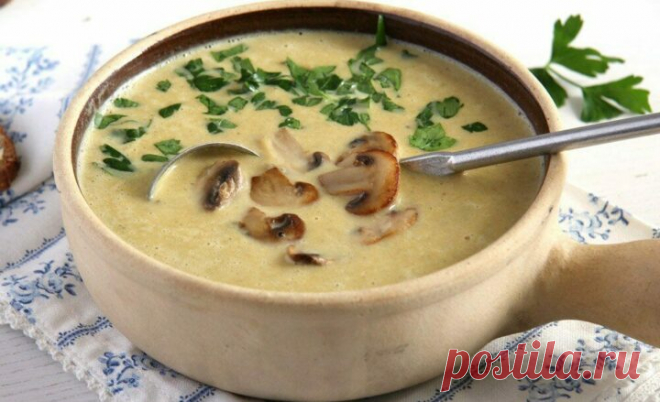 Суп-пюре из шампиньонов и курицы, с плавленным сыром незаменим при правильном питании. Классический, диетический супчик низкокалорийный, но хорошо насыщает.