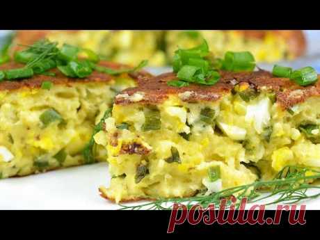ЗАЛИВНОЙ ПИРОГ на сковороде с яйцом и зеленым луком. Летний быстрый пирог!