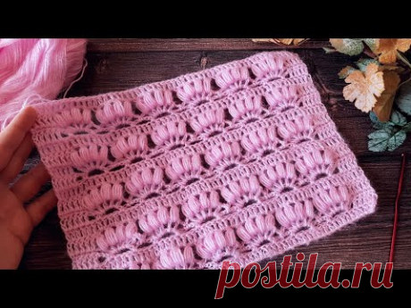 😍💥Красивое вязание крючком💥 Новенький узор с пышными веерочками. - YouTube