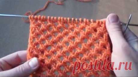 Узор сетка, сетчатый узор спицами. Узоры спицами для начинающих Knitting pattern