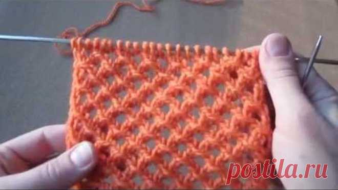 Узор сетка, сетчатый узор спицами. Узоры спицами для начинающих Knitting pattern