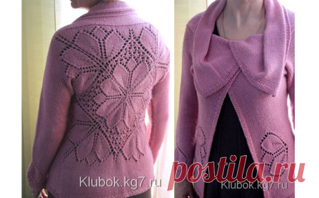 Вязаный кардиган Dahlia. Спицы Эффектный вязаный кардиган Dahlia (георгин) с ажурной спинкой.