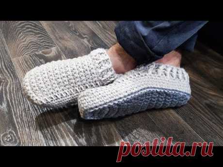 САМЫЕ ПРОСТЫЕ МУЖСКИЕ СЛЕДКИ БЕЗ ШВА!/MEN'S KNITTED SLIPPERS