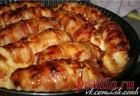 Куриные рулетики с копченым сыром - Птица Дичь - ПОНЧИК