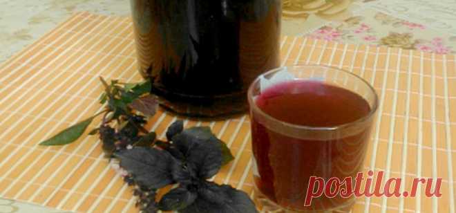 Напиток из листьев базилика - Вкусный день Многие знают и применяют листья базилика в блюдах и соусах, но так же многие и не подозревают, что из базилика, по другому райхон, можно готовить замечательно вкусный и очень ароматный, красивого свекольного цвета, напиток. К тому же этот напиток полезен для здоровья. Для получения именно красивого цвета, лучше использовать фиолетовый базилик. Из зеленого базилика получится такой
