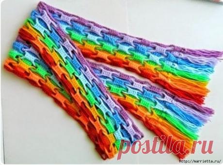 Шарфик крючком интересным узором