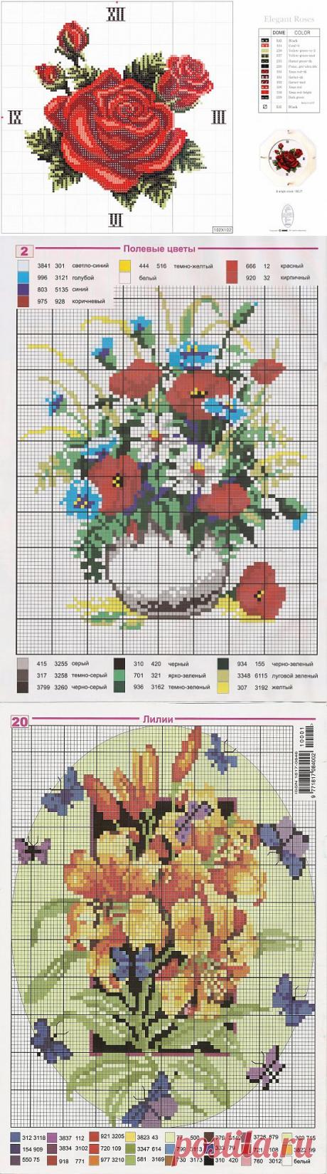 Схемы вышивки цветов / Схемы вышивки крестиком / PassionForum - мастер-классы по рукоделию