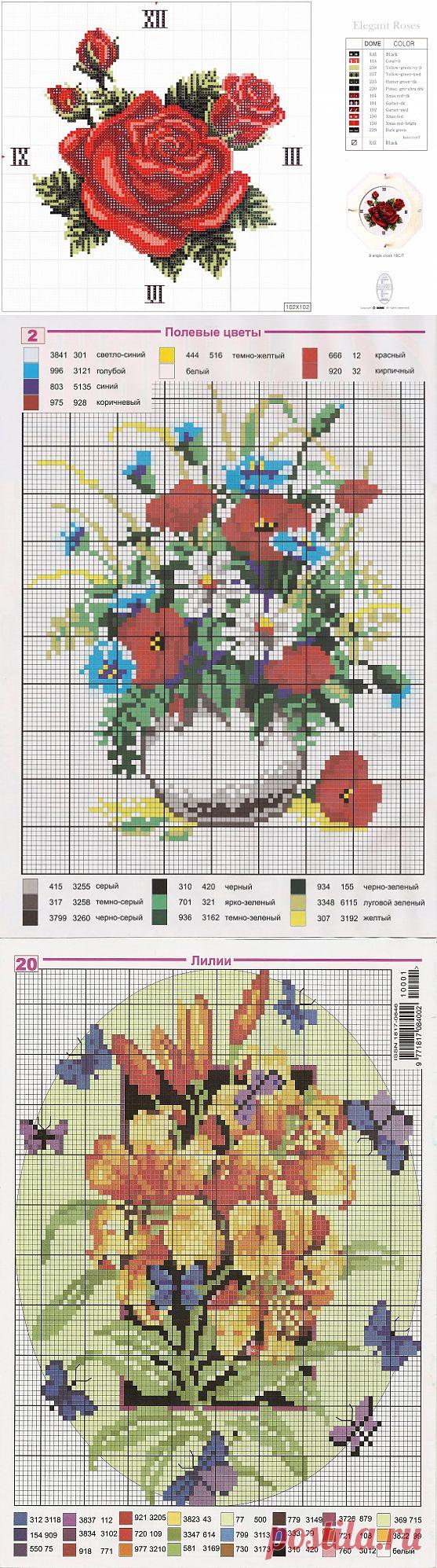 Схемы вышивки цветов / Схемы вышивки крестиком / PassionForum - мастер-классы по рукоделию