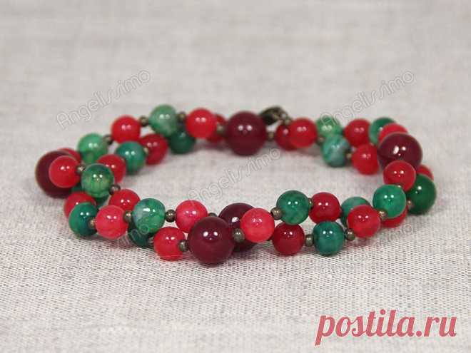 Бусы из красного и зеленого агата от Nur
