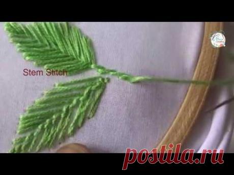 Hand Embroidery  Leafs ( Romanian, Fly, Herring Bone) Stitches Designs # 3 - by Maa Creative