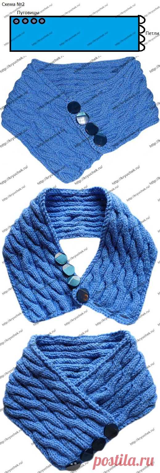 Вязание спицами шарфа – воротника «Синий иней» | Kryuchek.ru