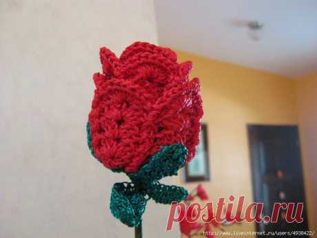 Роза, связанная крючком. Мастер-класс в фото.