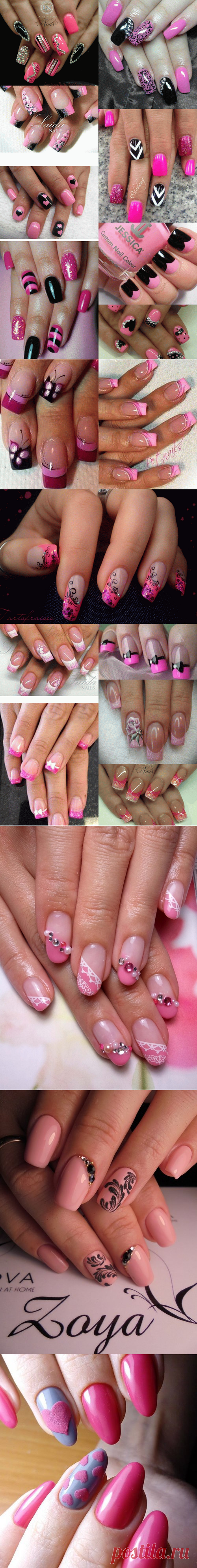 Модный розовый маникюр фото, нежный розовый маникюр, розовый маникюр с рисунком, яркий розовый маникюр | topxstyle.ru
