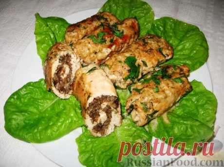 Рецепт: Куриные рулеты с опятами на RussianFood.com