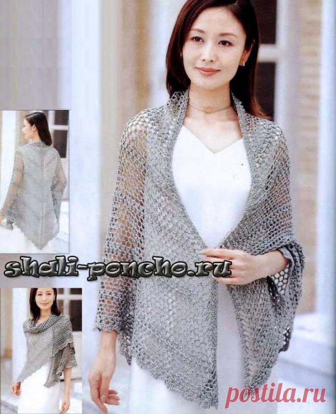 Серая сетчатая шаль