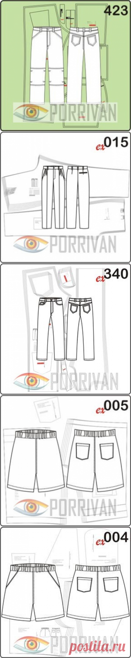 Выкройки мужских брюк. 352 готовые и бесплатные выкройки  - Porrivan