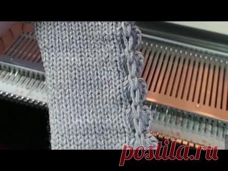 Цельновязанная планка, край фестонами на вязальной машине - YouTube