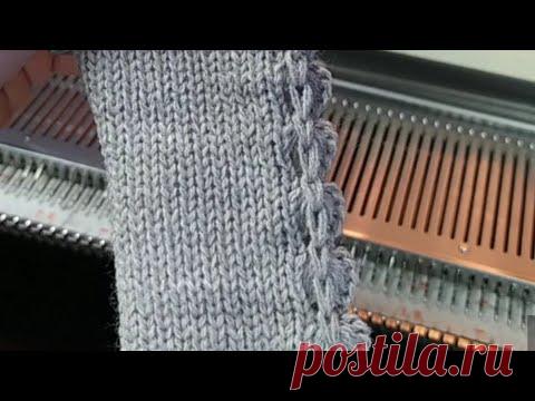Цельновязанная планка, край фестонами на вязальной машине - YouTube