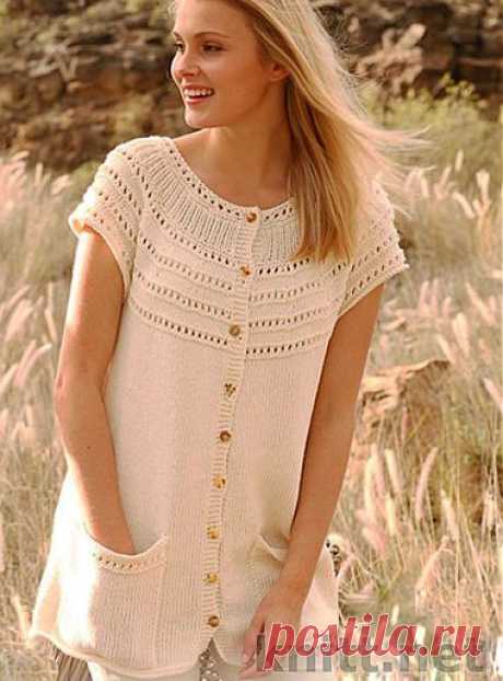 Кардиган спицами с круглой кокеткой | knitt.net | Все о вязании