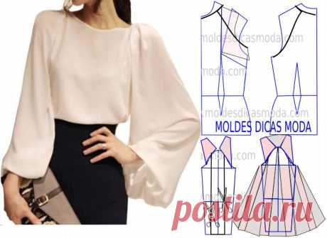 BLUSA MANGA RAGLAN -70 | Moldes Dicas Moda Analise com a devida atenção a transformação do molde de blusa manga raglan. Para fazer este modelo imprima o molde base de blusa e faça a gradação para o seu tamanho. Depois de obter o seu tamanho de molde base siga a sequência do tutorial que segue. PASSO A PASSO…