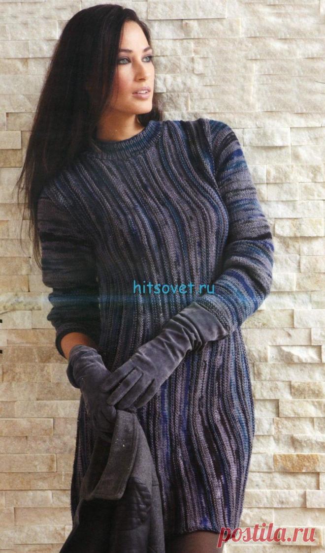 Платье спицами с длинными рукавами