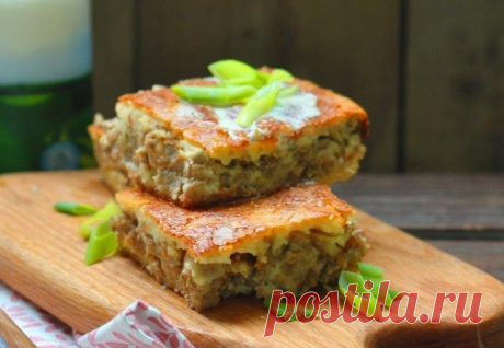 Мясной заливной пирог на кефире.