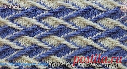 Тканый узор спицами

В схеме указаны и лицевые и изнаночные ряды. Раппорт узора 8 петель.

Для симметрии узора вяжем 1 петлю перед раппортом и 9 петель после. В высоту повторяем с 1-го по 14 ряд, затем с 3-го по 14-й ряд. 
