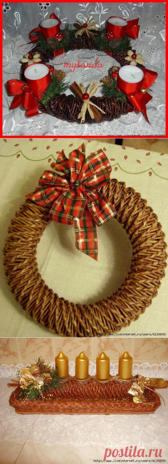 МК спирального плетения из газет.