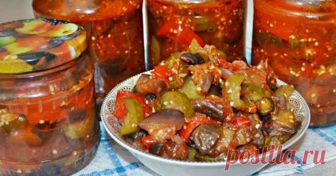 Салат из огурцов и баклажанов на зиму
