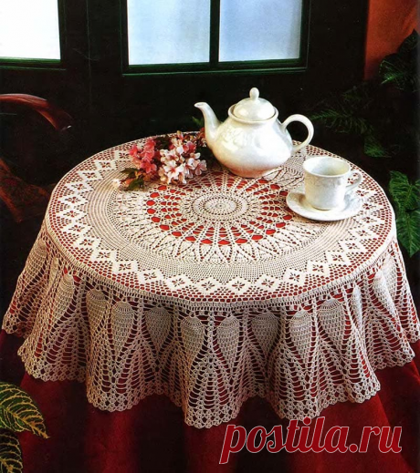 Праздничная круглая скатерть крючком - KNITTLY.ART