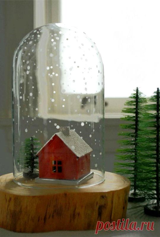 Декор: домик под заснеженным стеклянным куполом - Nebka.Ru
