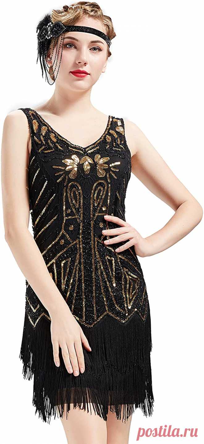 Amazon.com: BABEYOND Women's Flapper Dresses 1920s V Neck Beaded Fringed Great Gatsby Dress : Clothing, Shoes & Jewelry