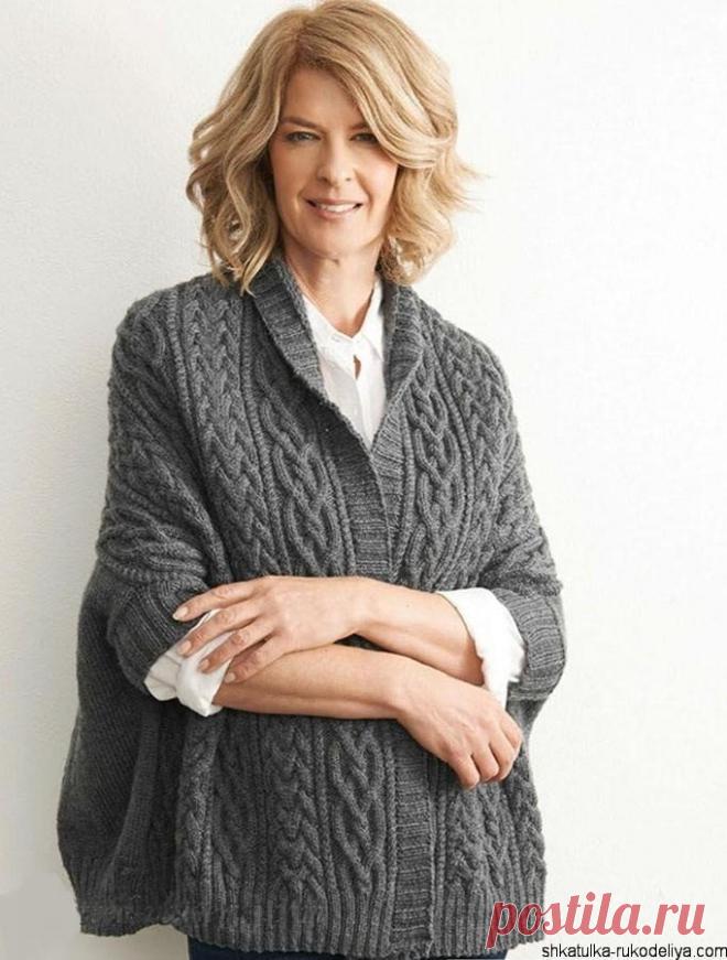 Жилет-накидка спицами Жилет-накидка спицами с аранами. Накидка спицами схемы