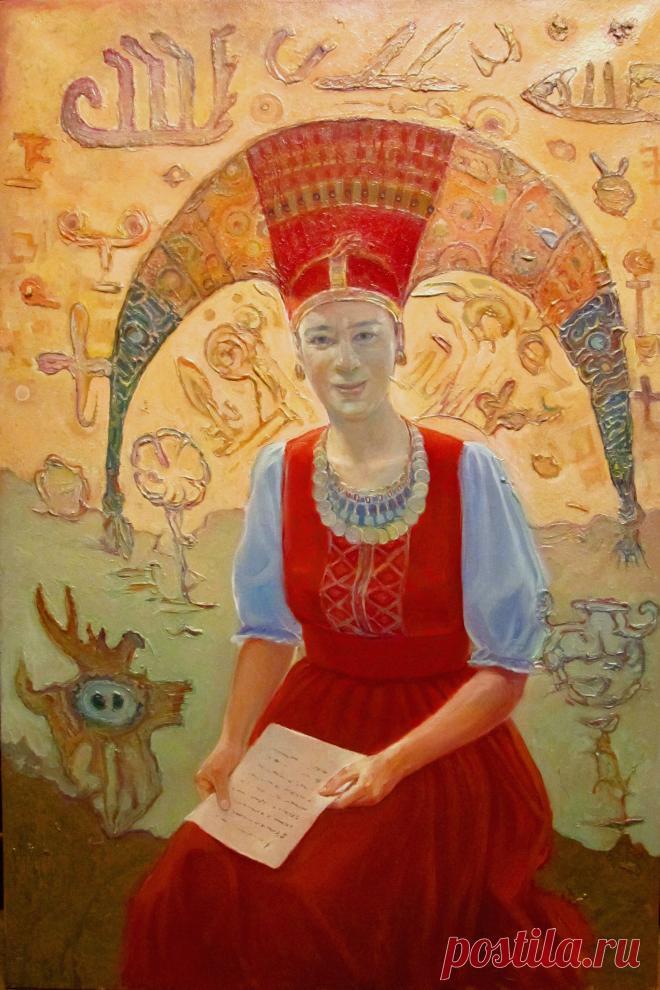 Портрет в национальном стилизированном костюме. 12х90 см  холст, масло
цена 2700$