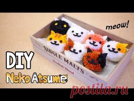 EASY Fluffy Neko Atsume Pom Pom Tutorial - Fun & Cheap DIY (Free Pom Pom Maker Template)