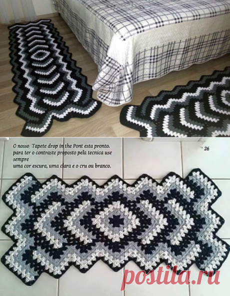 Коврик "Дорожка" в технике "бабушкин квадрат". Коврик бабушкин квадрат крючком | Я Хозяйка