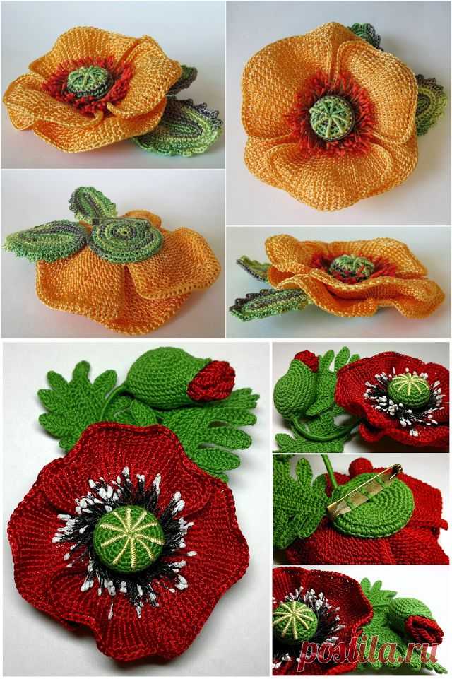 Маки, роскошные маки, связанные крючком - Рукоделие
