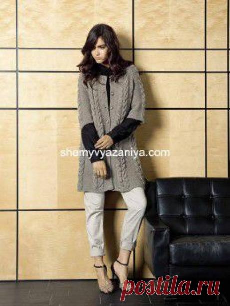 Короткое пальто с узором из кос