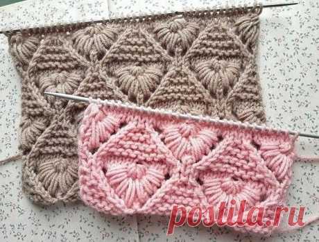 Оригинальный и плотный узор спицами. Схема. / knittingideas.ru