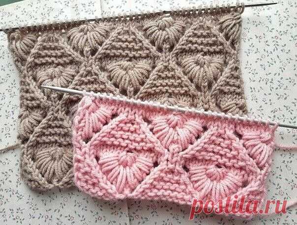 Оригинальный и плотный узор спицами. Схема. / knittingideas.ru